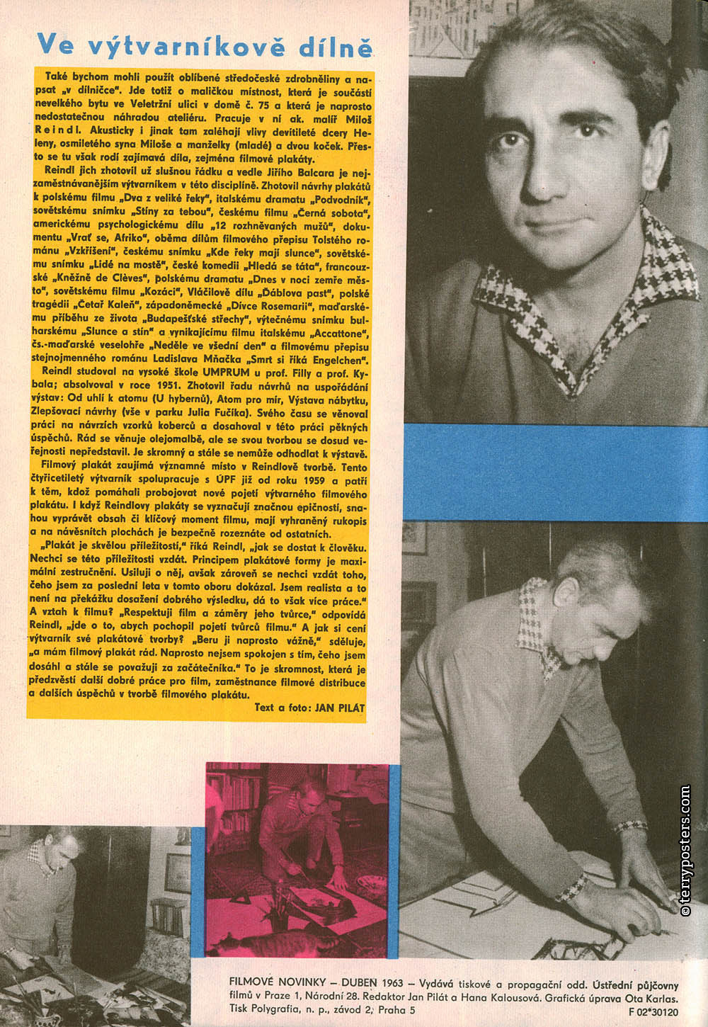Ve výtvarníkově dílně (foto a text: Jan Pilát) - Filmové novinky 4/1963