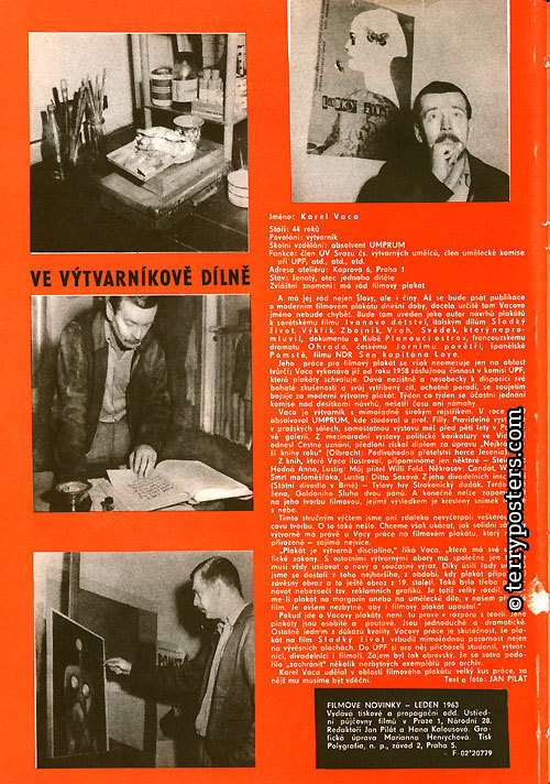 Ve výtvarníkově dílně (Text a foto: Jan Pilát) Filmové novinky 1 / 1963