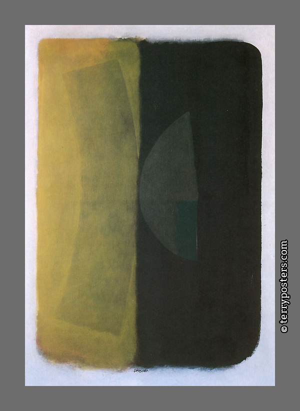 Žlutá a černá kompozice; olej, plátno; 95 x 66 cm; 1967